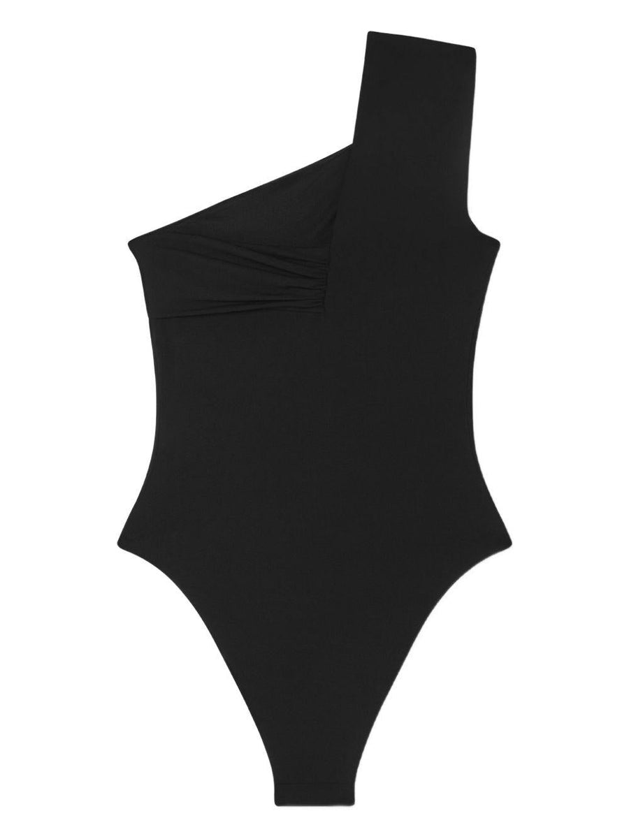 One-Shoulder Swimsuit Safety Pin Black Polyamide Swimwear