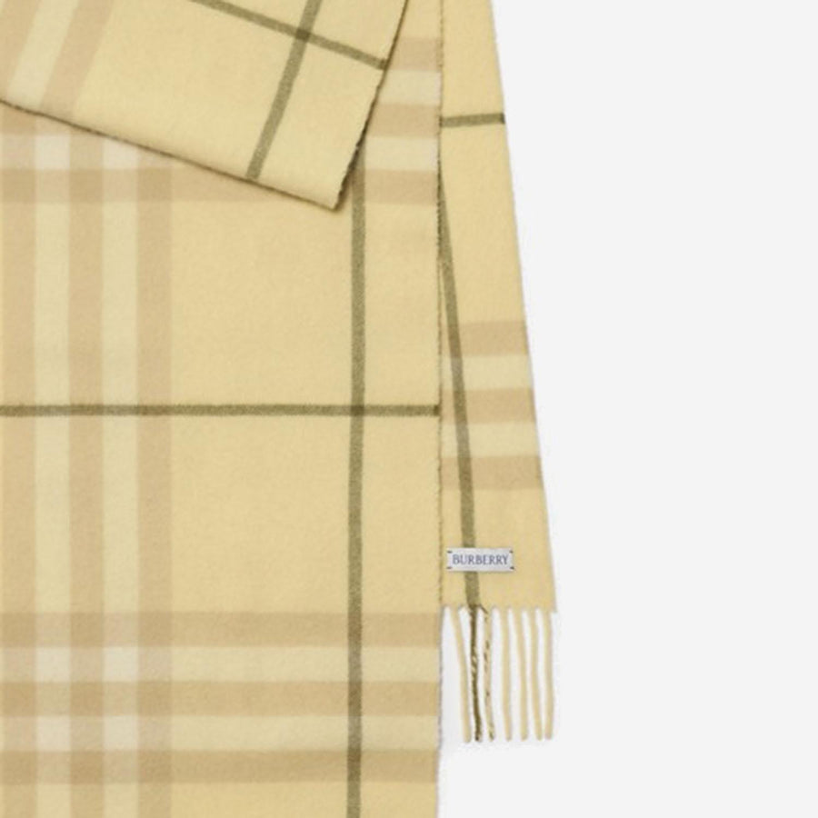 Cashmere Scarf With Check Pattern Yellow