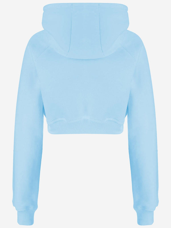 Cropped Cotton Sweatshirt Light Blue