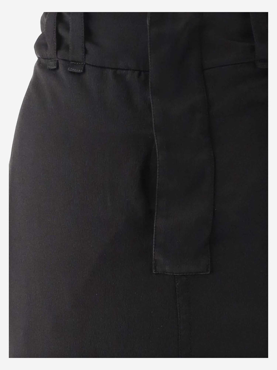 Black Silk Button-Front Skirt