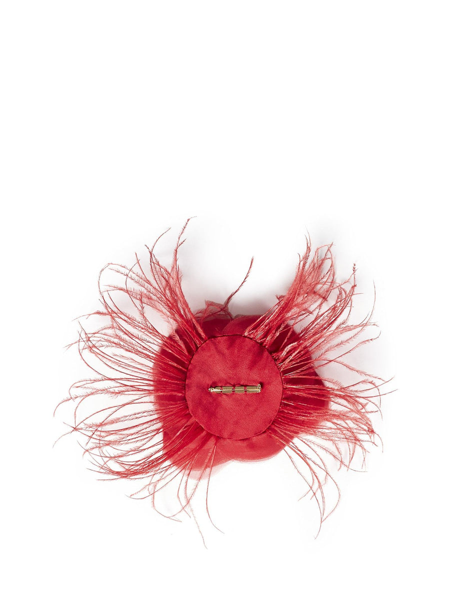 Headpiece With Feathers Red Fabric Accessory