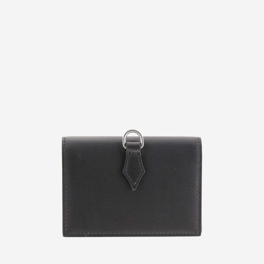 Card Holder With 4 Compartments Black Leather Accessory