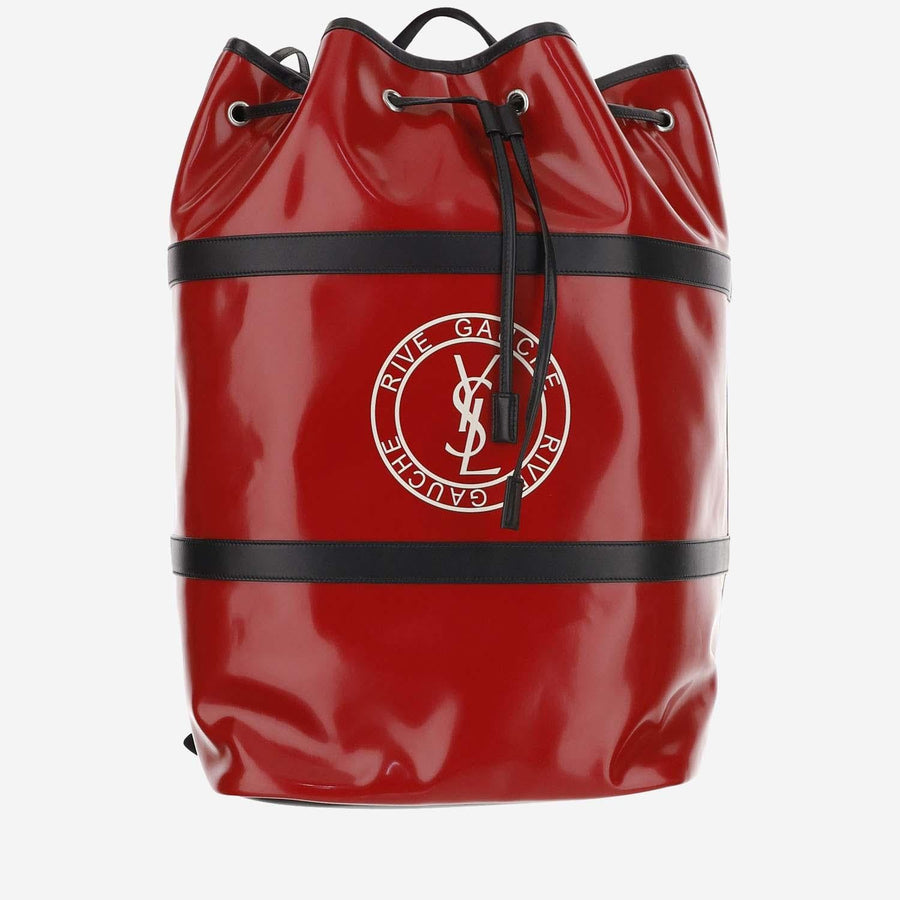 Rive Gauche Canvas Shoulder Bag Red Polyurethane Backpacks