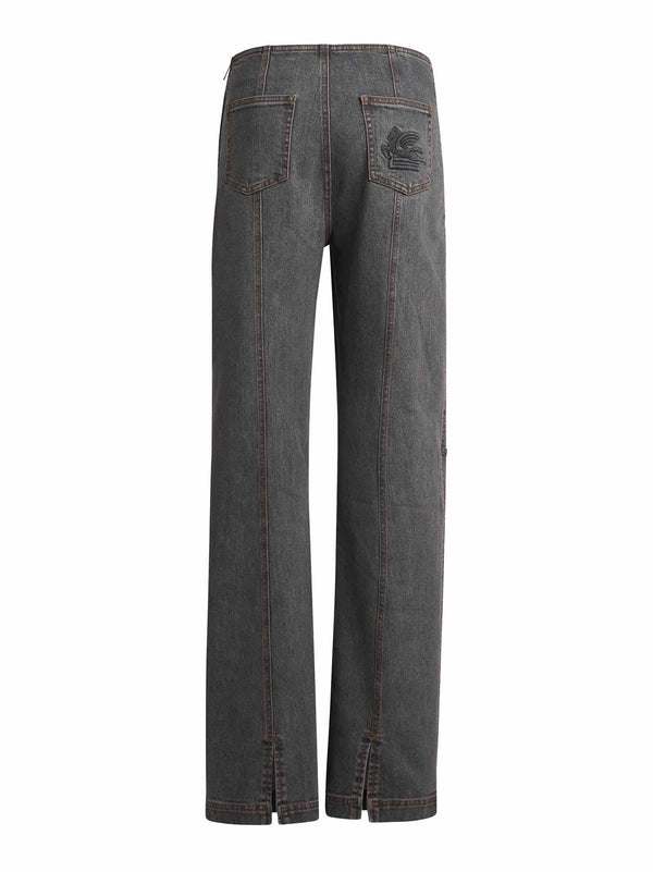 Jeans Straight Leg Grey Cotton