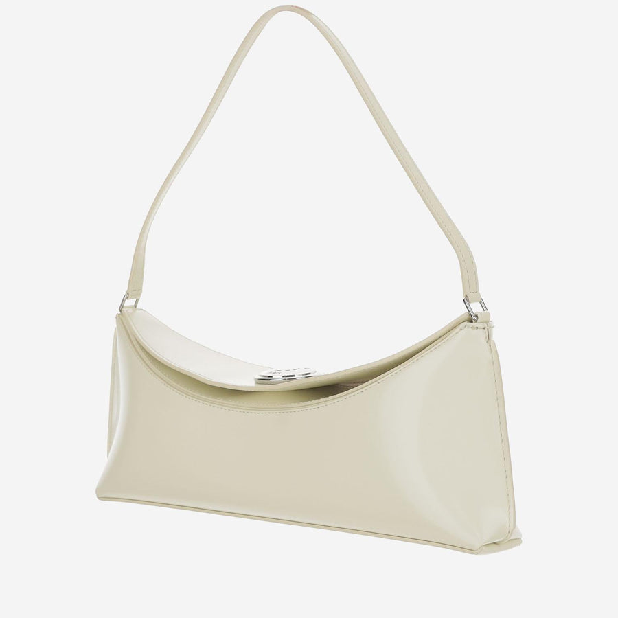 Ovalo Leather Clutch Bag White Calfskin Shoulder