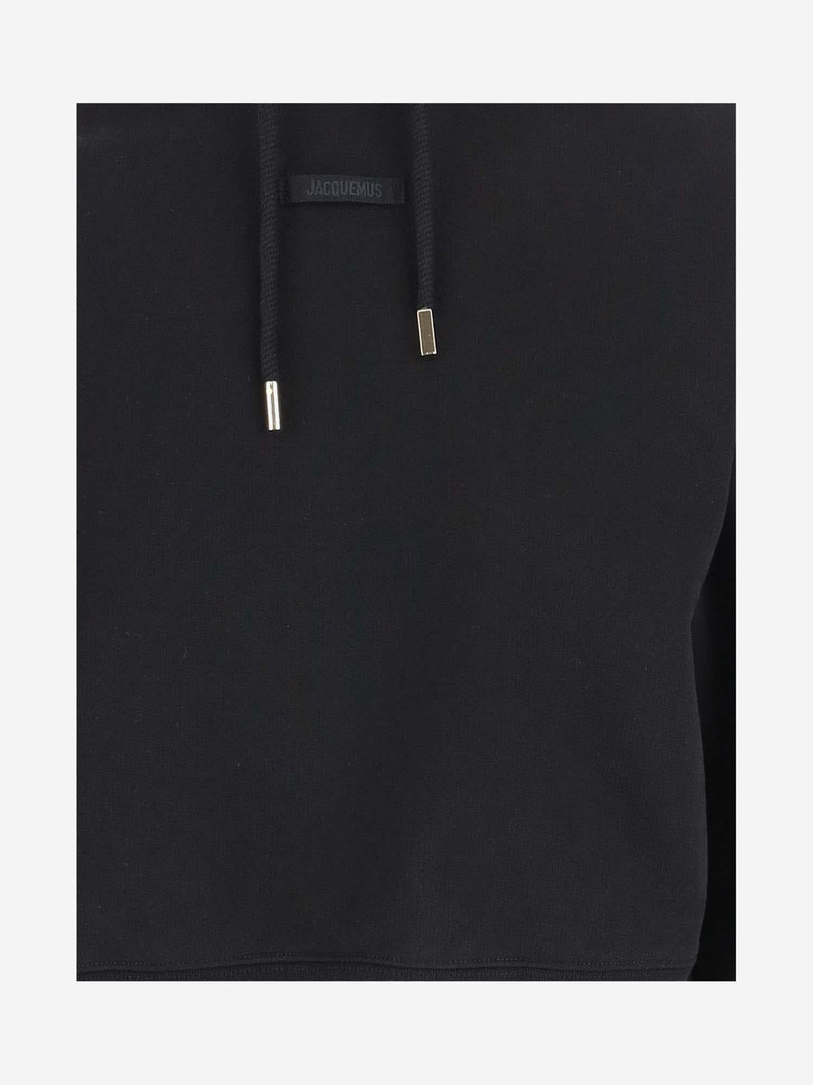 Hoodie With Grosgrain Detail Black Cotton