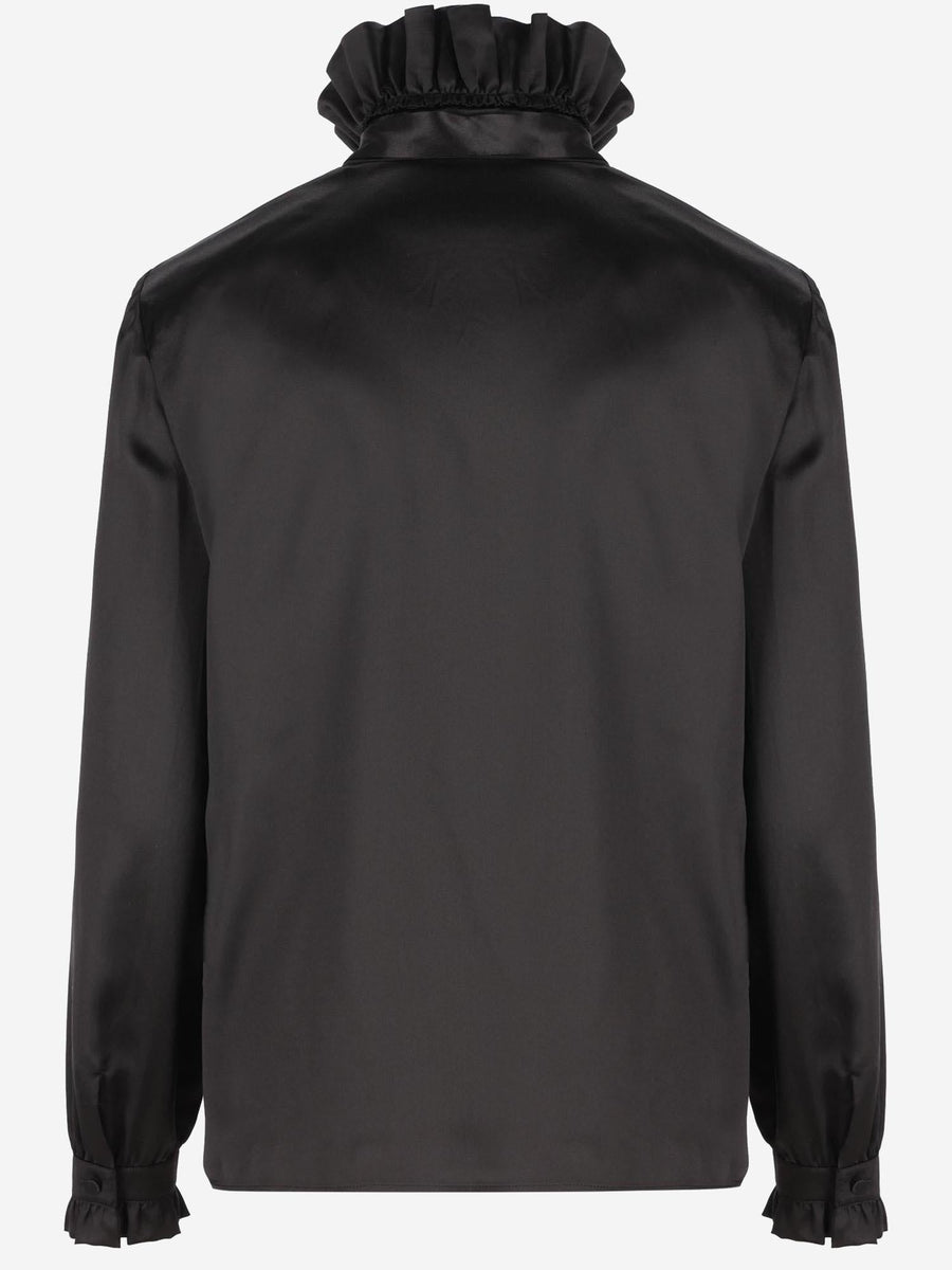 Shirt With Ruffles Black Silk