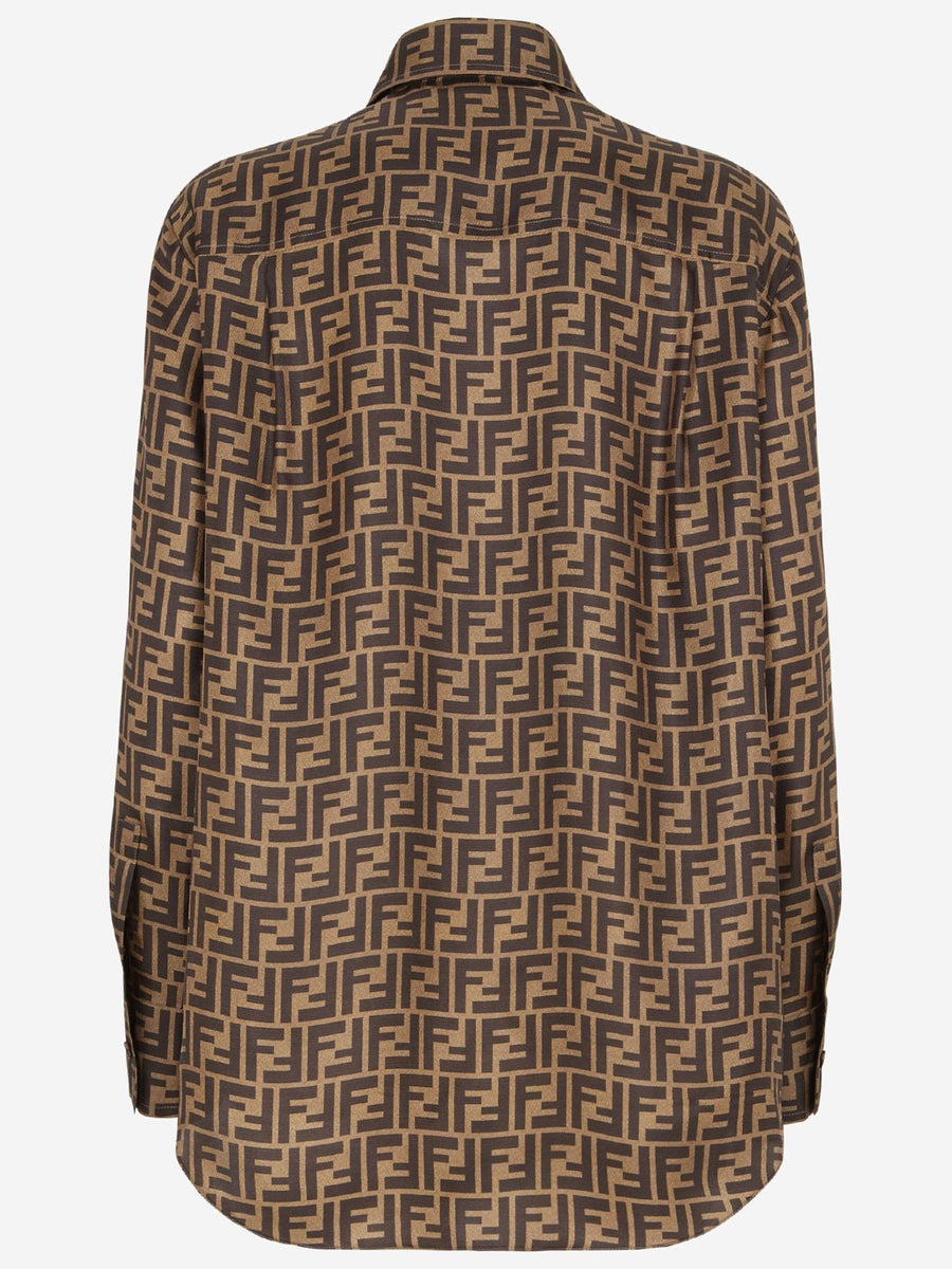 Silk Shirt With Ff Motif — Brown