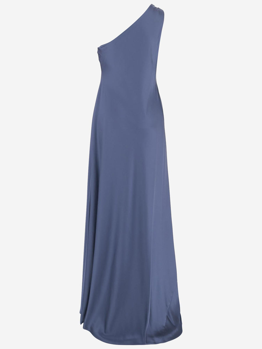 One-Shoulder Dress Blue Recycled Polyester
