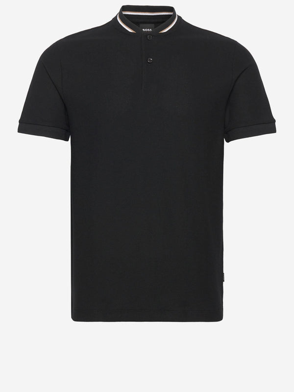 Polo Shirt Black Cotton