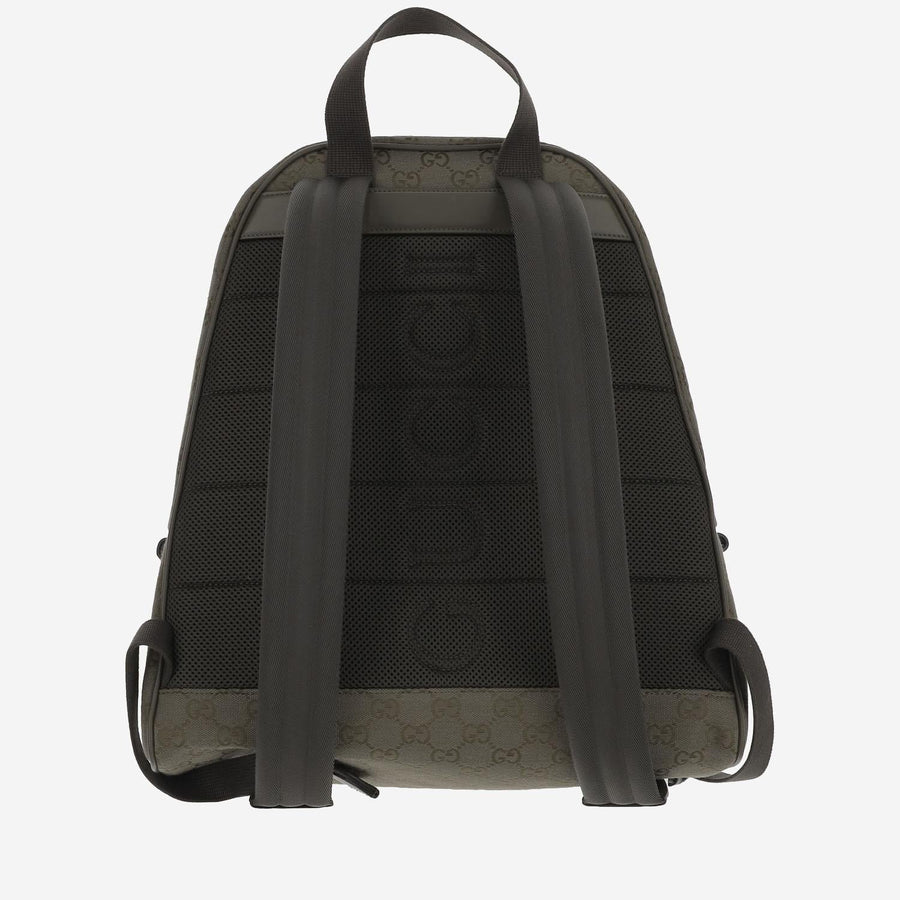 Gg Fabric Backpack Green Cotton Backpacks