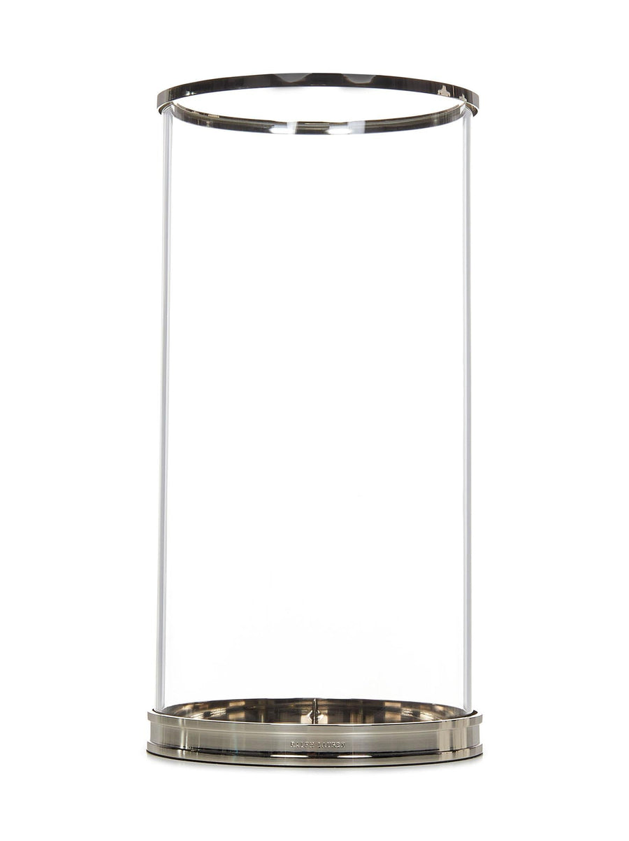 Glass Hurricane Candle Holder Silver Decorative Accessories