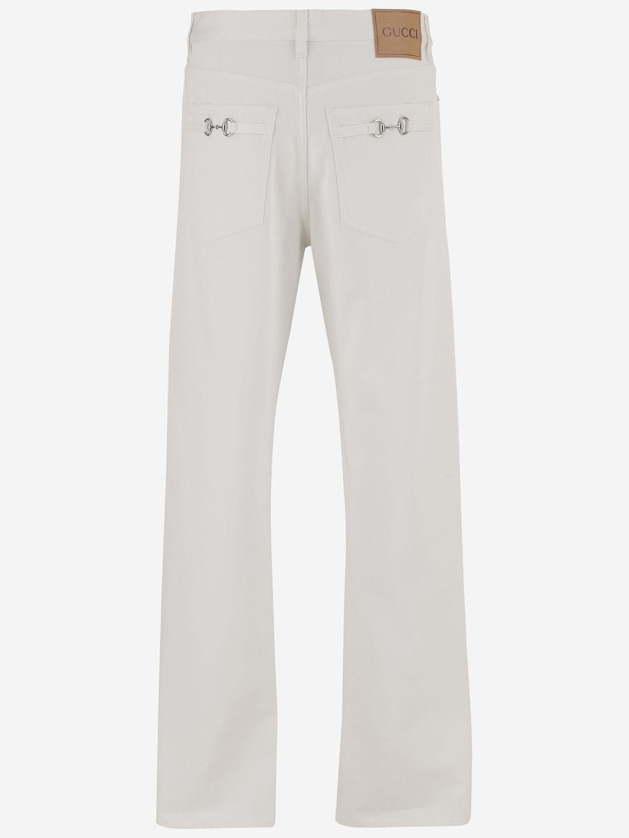 Cotton Denim Jeans White Trousers