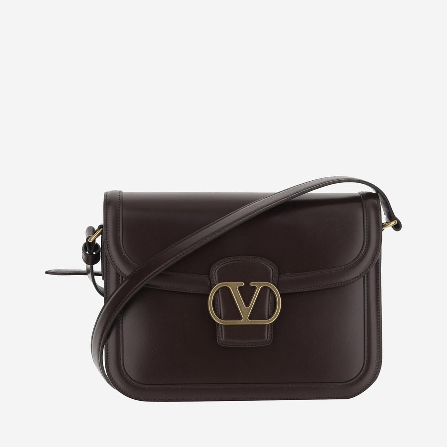 Leather Shoulder Bag Dark Brown Calfskin