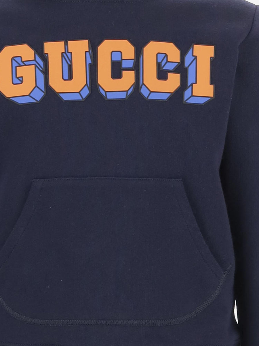 Cotton Sweatshirt With Logo Navy Knitwear
