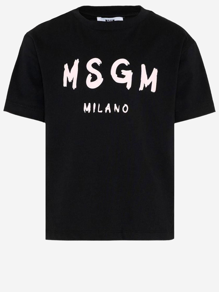T-Shirt With Logo Black Cotton T-shirts