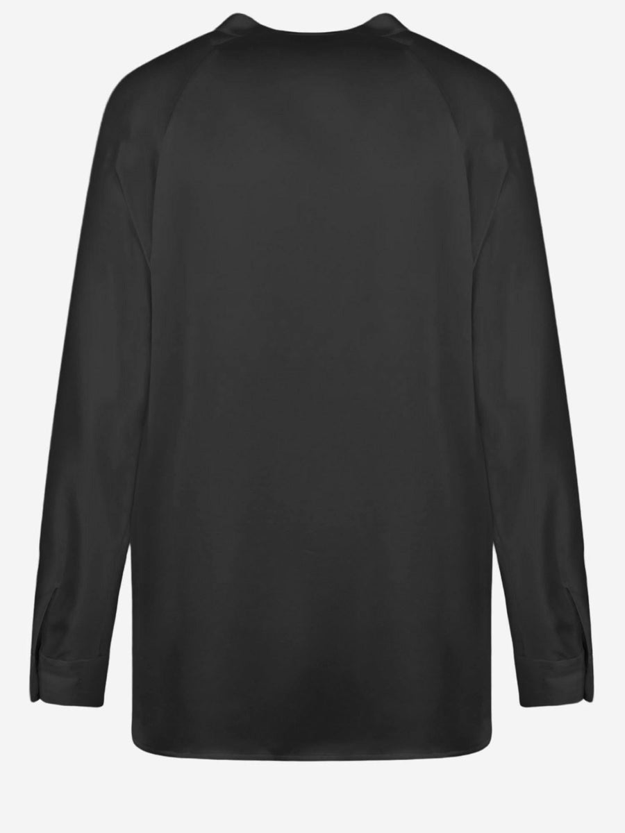 Silk Shirt V-Neck Black