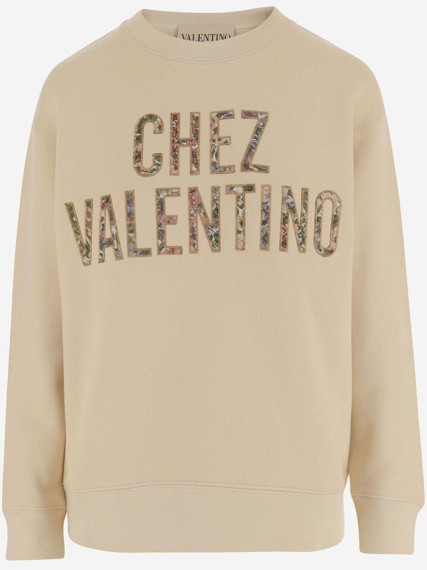 Cotton Sweatshirt With Logo Cream