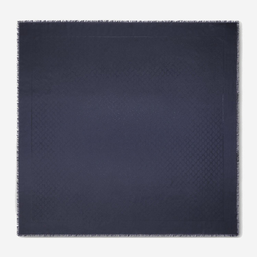 Wool And Silk Gg Lamé Shawl Navy Scarf