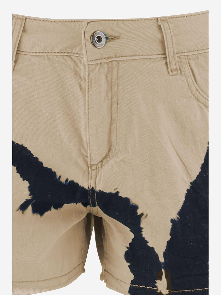Cotton Shorts Beige Tie-Dye