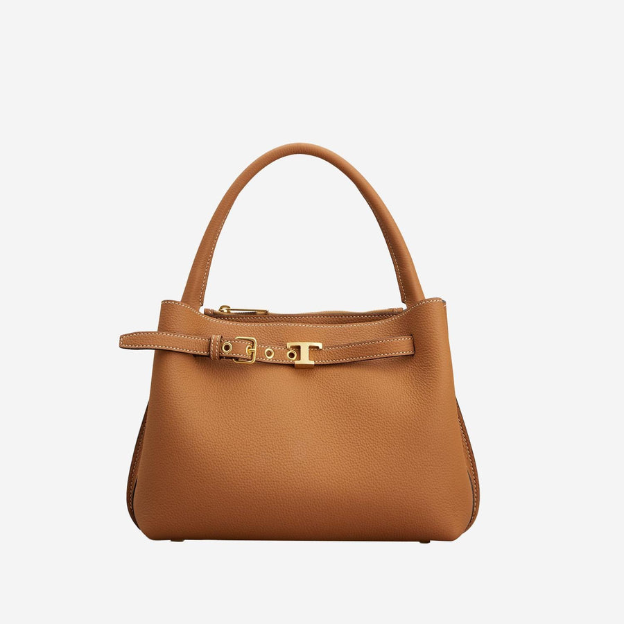 Tim Top Handle Leather Bag Brown Calfskin Shoulder