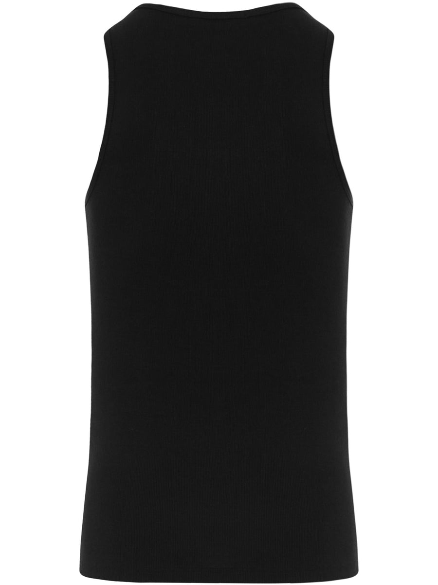 Top Sleeveless Ribbed Black Cotton Tops