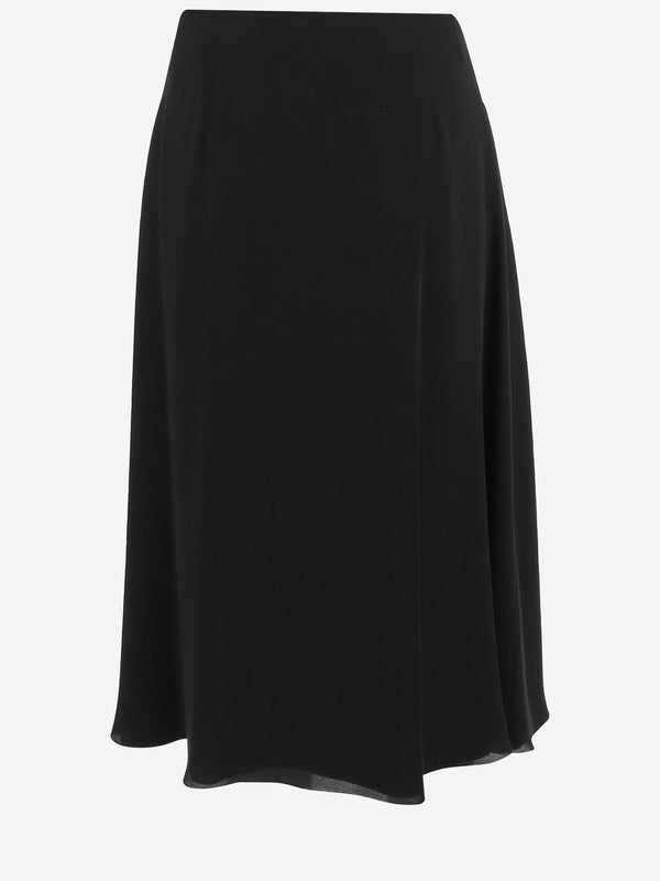 Skirt With Front Slit, Silk Black