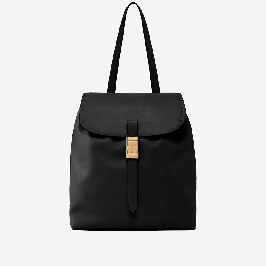Leather Backpack With Pinko Lettering Black Backpacks
