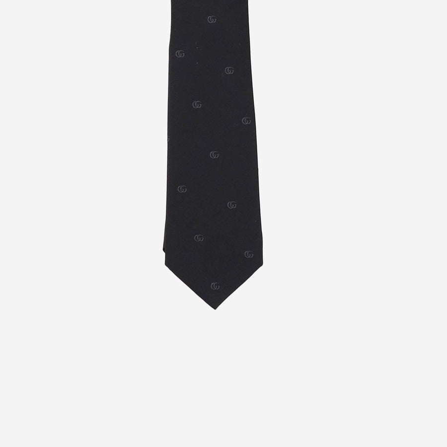 Silk Jacquard Tie Double G Black Ties & Bow
