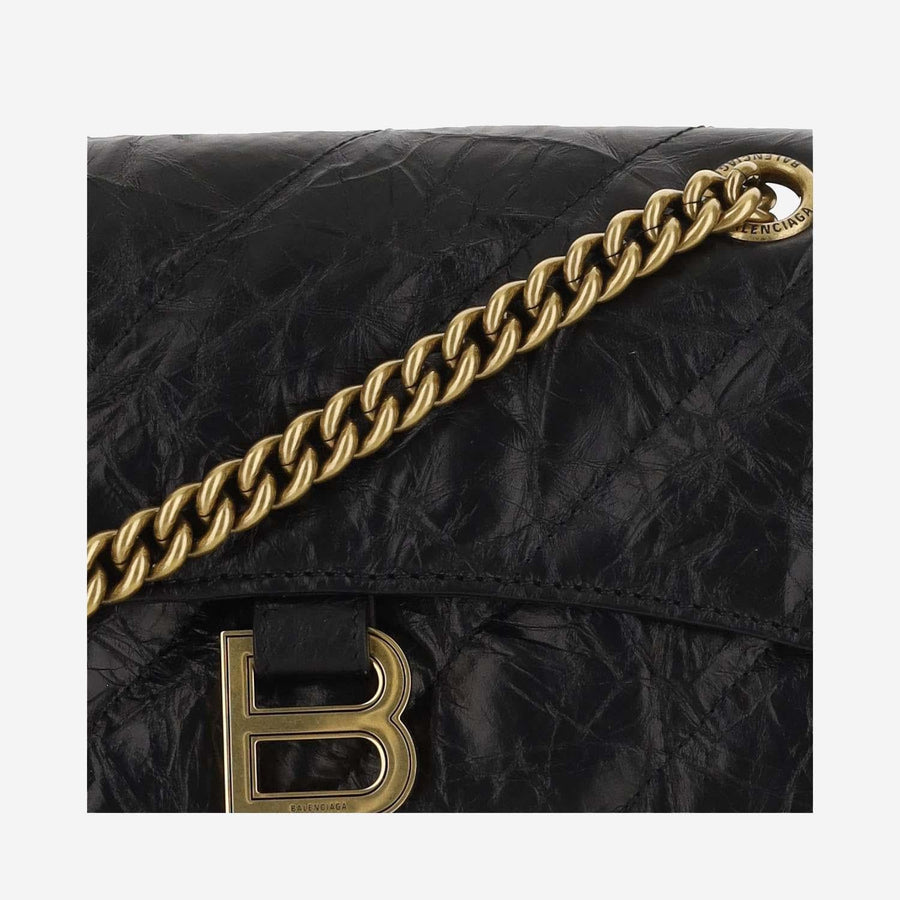 Hourglass Shoulder Bag Black Calfskin