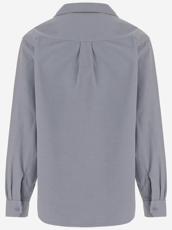 Cotton Shirt With Logo Grey