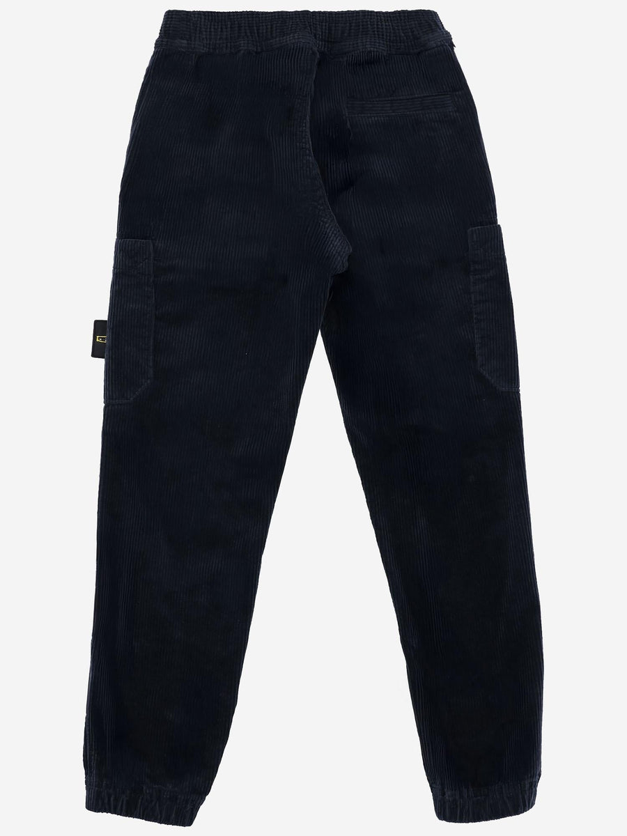 Corduroy Trousers With Logo Navy Cotton