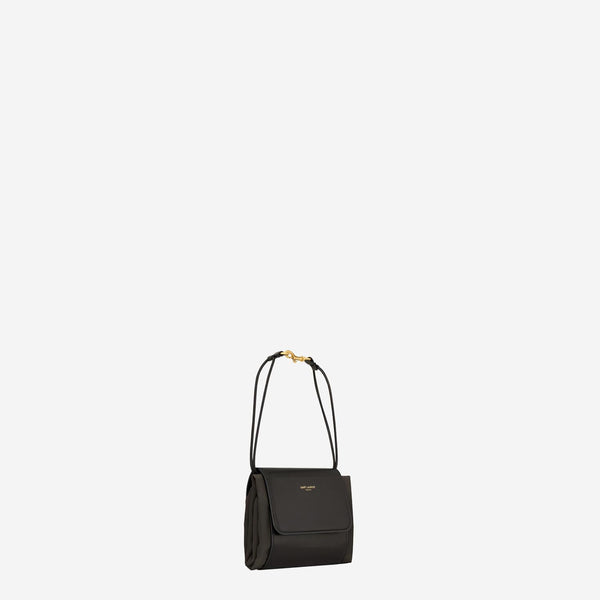 Clutch Bag Foldable Silk Satin And Leather Dark Brown Shoulder
