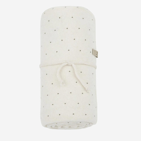 Bika Blanket With Heart Pattern Ivory Cotton Accessory