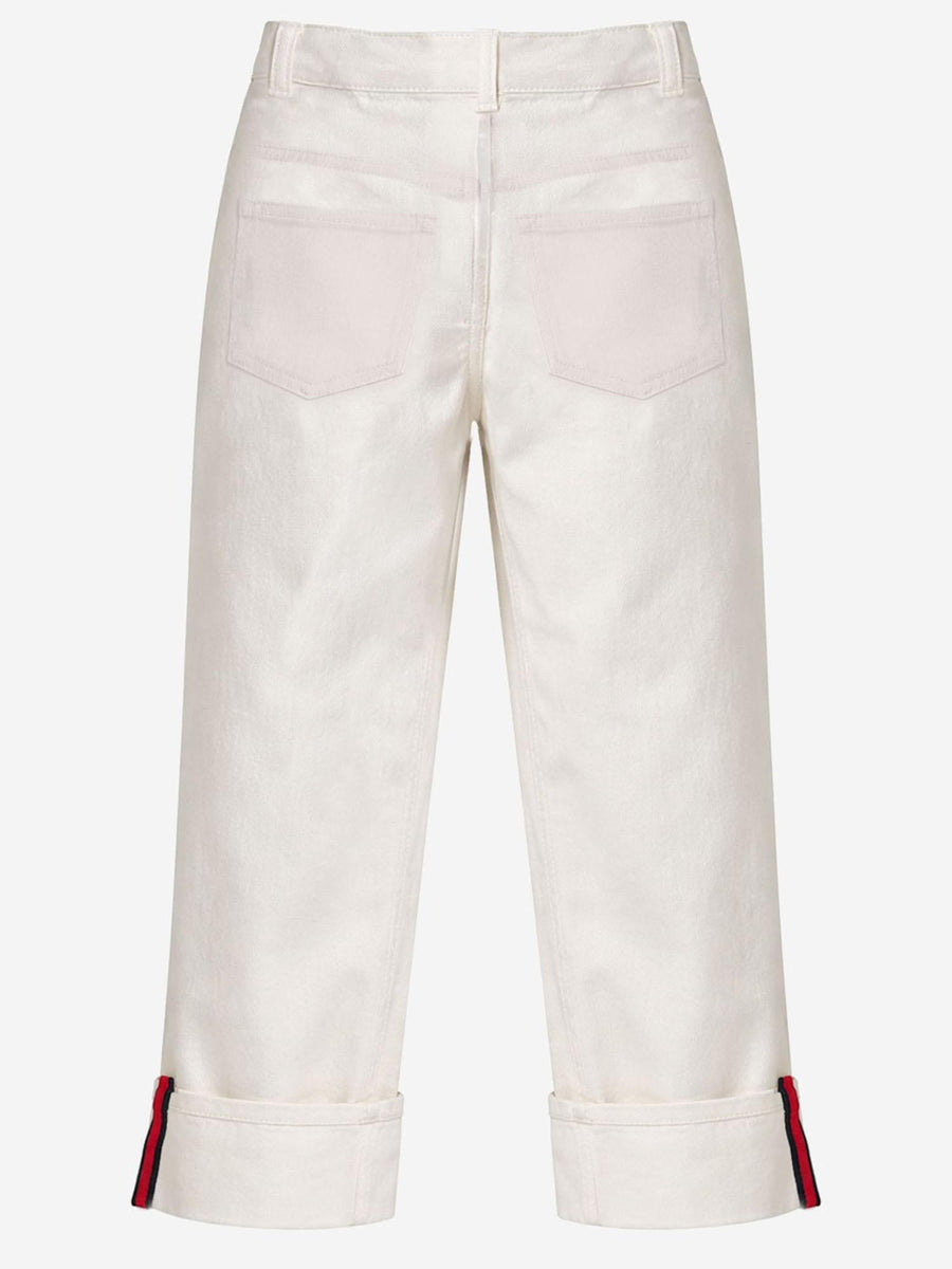 Cotton Denim Jeans White Trousers
