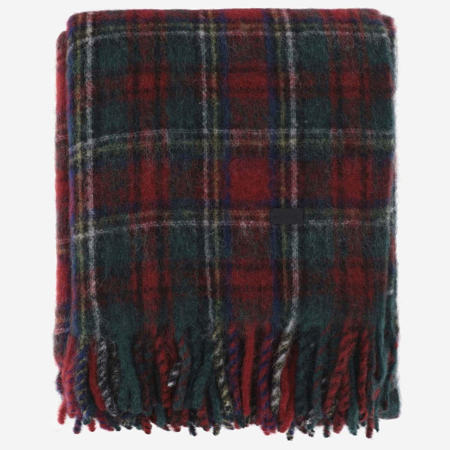 Wool Blend Maxi Scarf With Check Pattern Alpaca