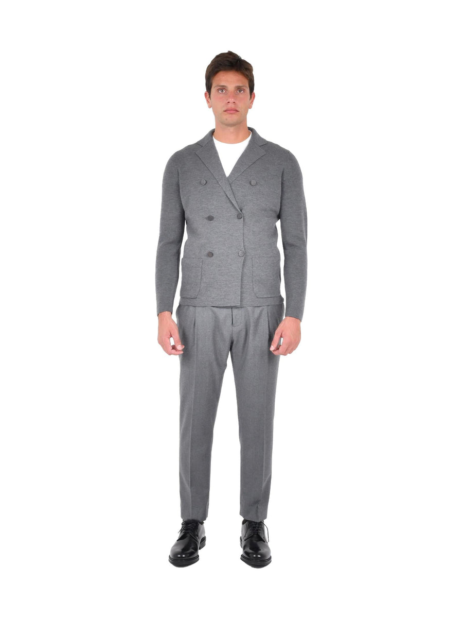 Double-Breasted Blazer Gray Merino Wool Jacket