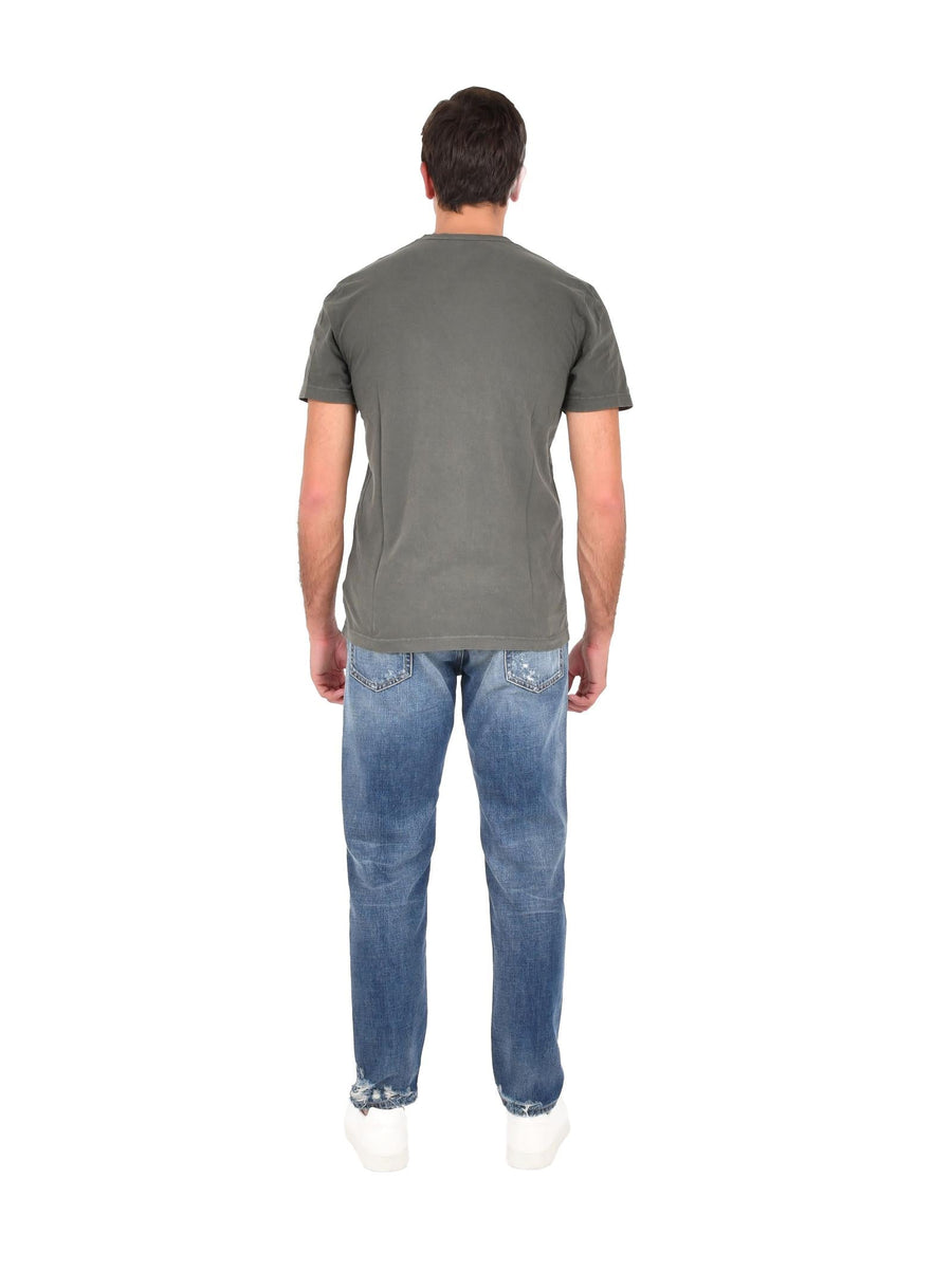 Ribbed Crewneck T-Shirt Green Wool T-shirts