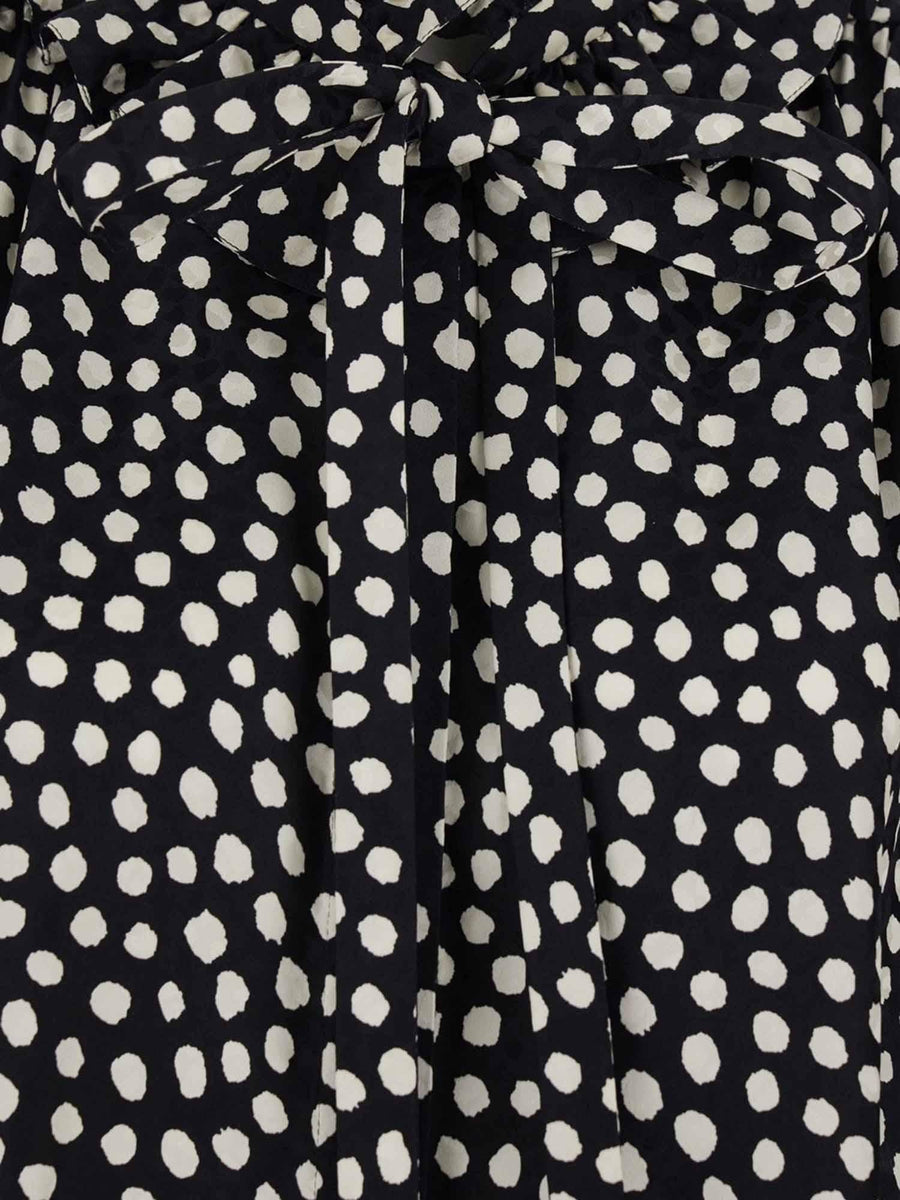 Silk Shirt With Polka Dot Pattern Black