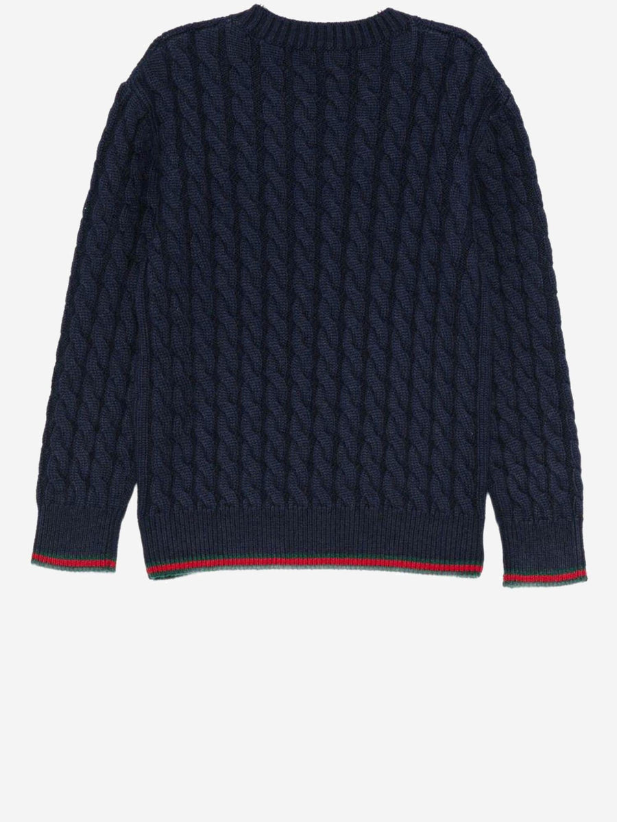 Wool Sweater With Web Detail Navy