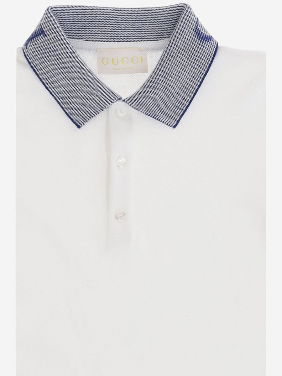 Cotton Polo Shirt With Logo Collar White