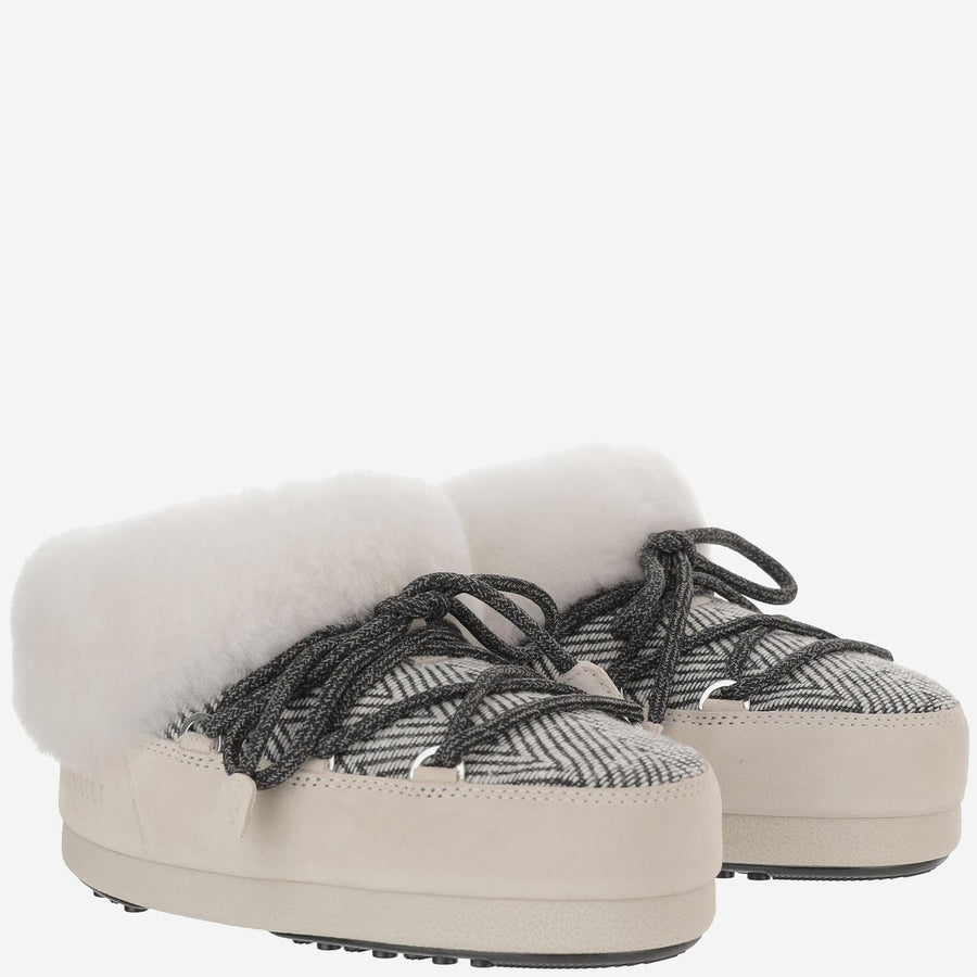 Mules With Tubular Laces White Polyamide