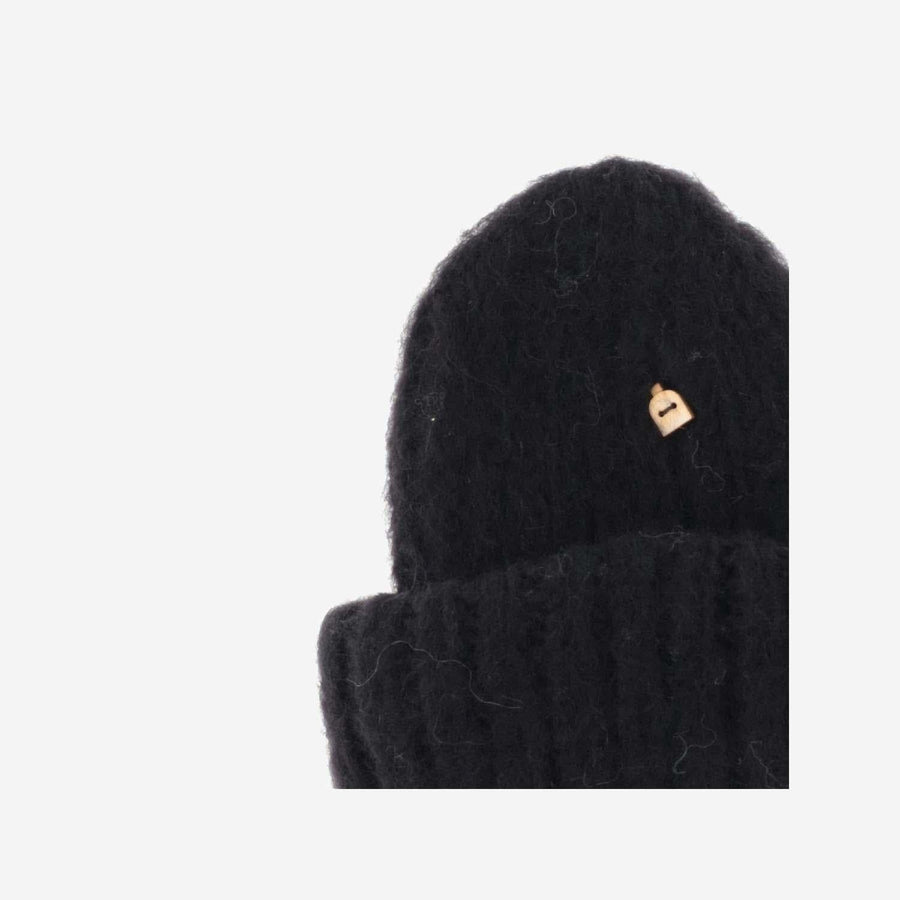 Wool Beanie Hat Black Finnshep