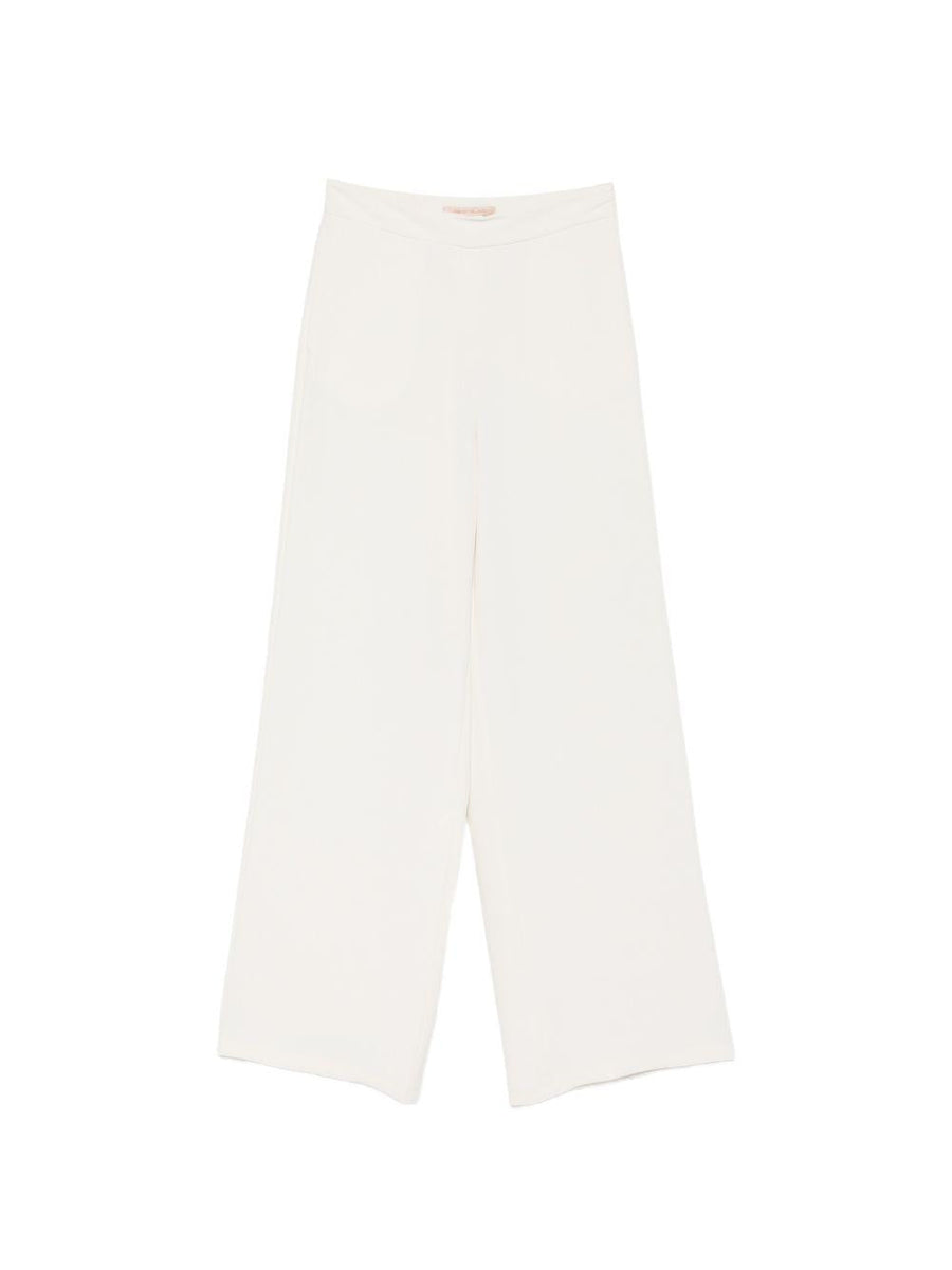 Trousers High-Waist Ivory Polyester