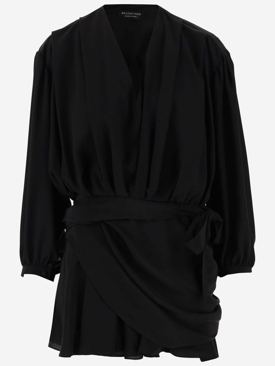 Dress Draped Silk Black