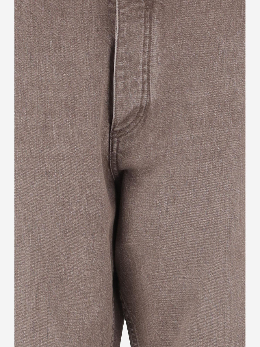 Cotton Denim Jeans With Belt Loops Brown Trousers