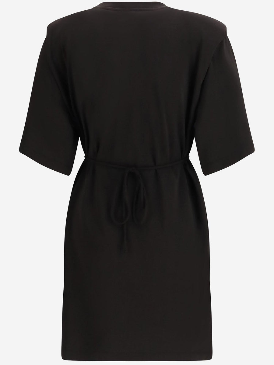 Short Dress With Structured Shoulders Black Acetate