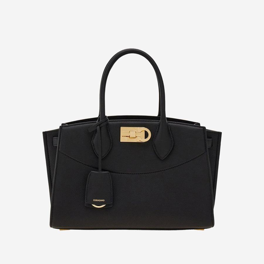 Handbag Textured Leather Black Calfskin Handbags