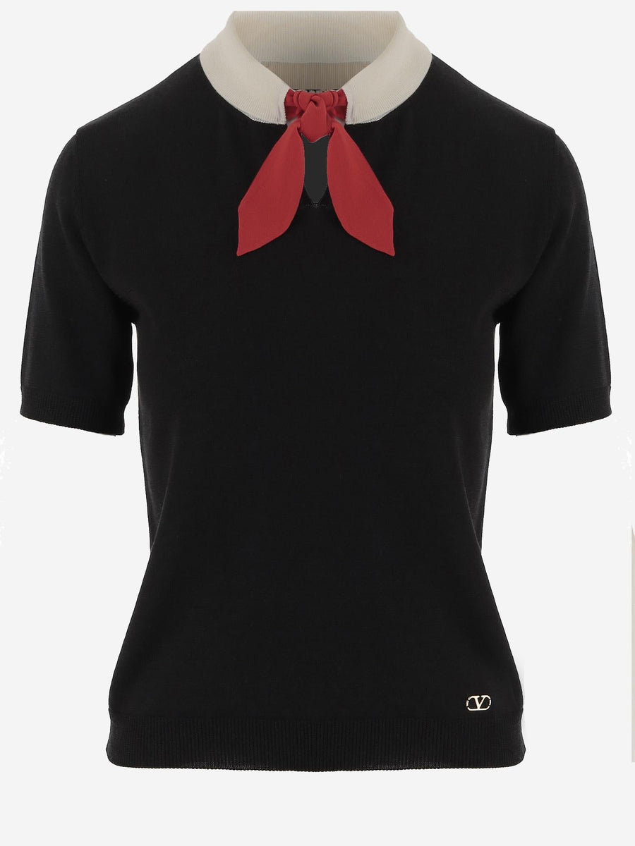 Top Wool-Blend Black Tops