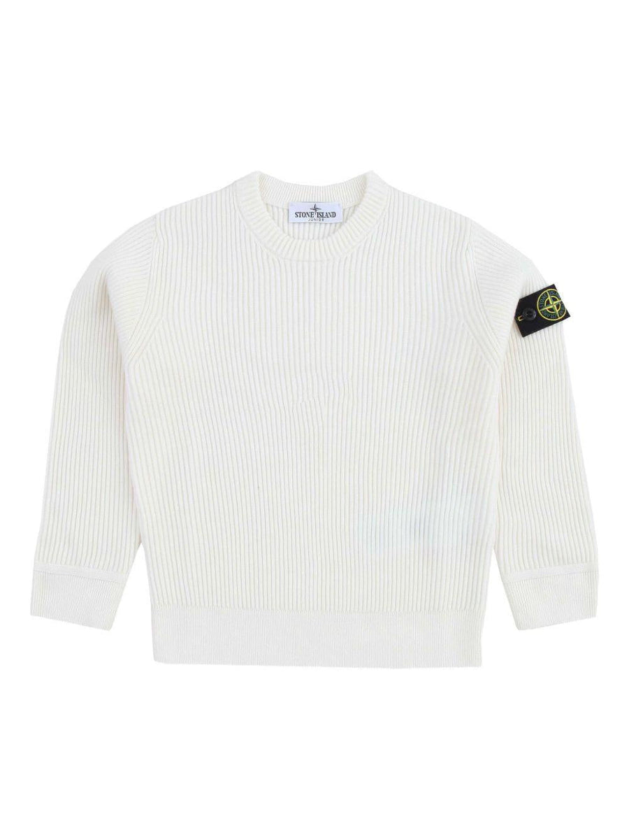 Stone Island Junior Sweater White Virgin Wool